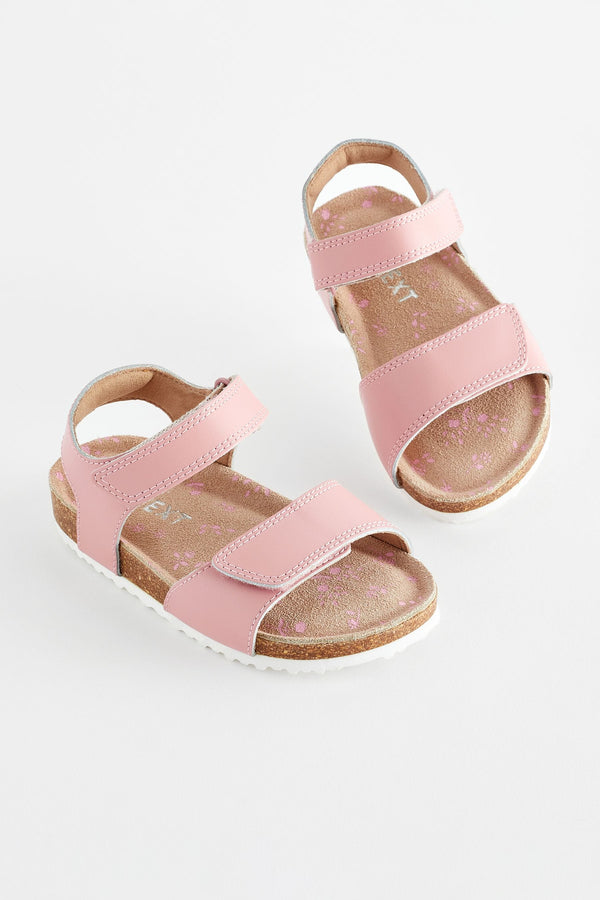 Pink Leather Corkbed Sandals