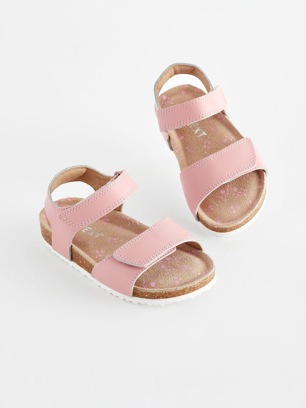 Pink Wide Fit (G) Leather Corkbed Sandals