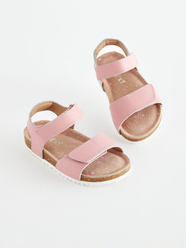 Pink Standard Fit (F) Leather Corkbed Sandals