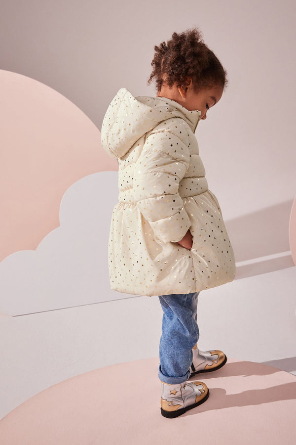 Cream Shower Resistant Foil Skirted Coat (3mths-7yrs)