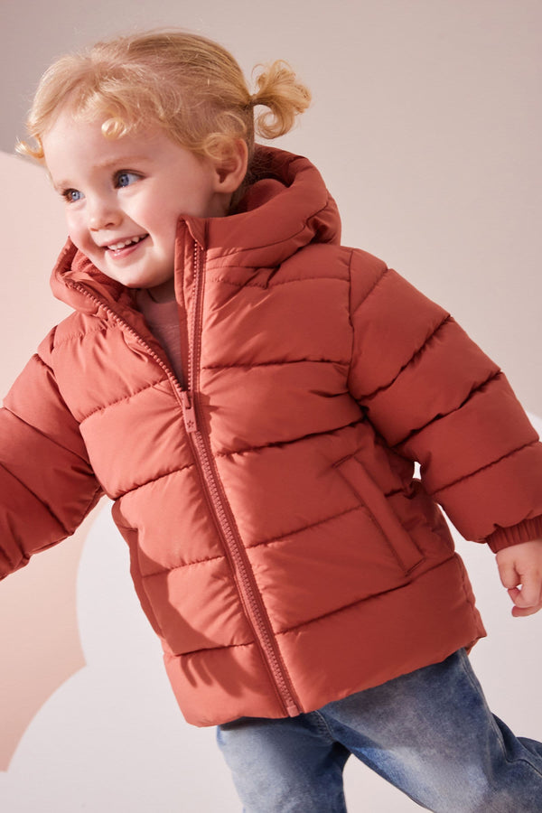 Rust Shower Resistant Hooded Padded Coat (3mths-7yrs)