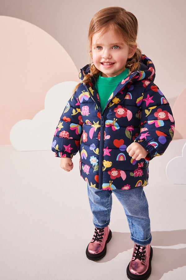 Navy Character Shower Resistant Hooded Padded Coat (3mths-7yrs)