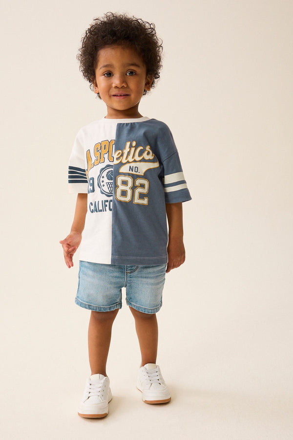 Blue/White Short Sleeve Varsity T-Shirt (3mths-7yrs)