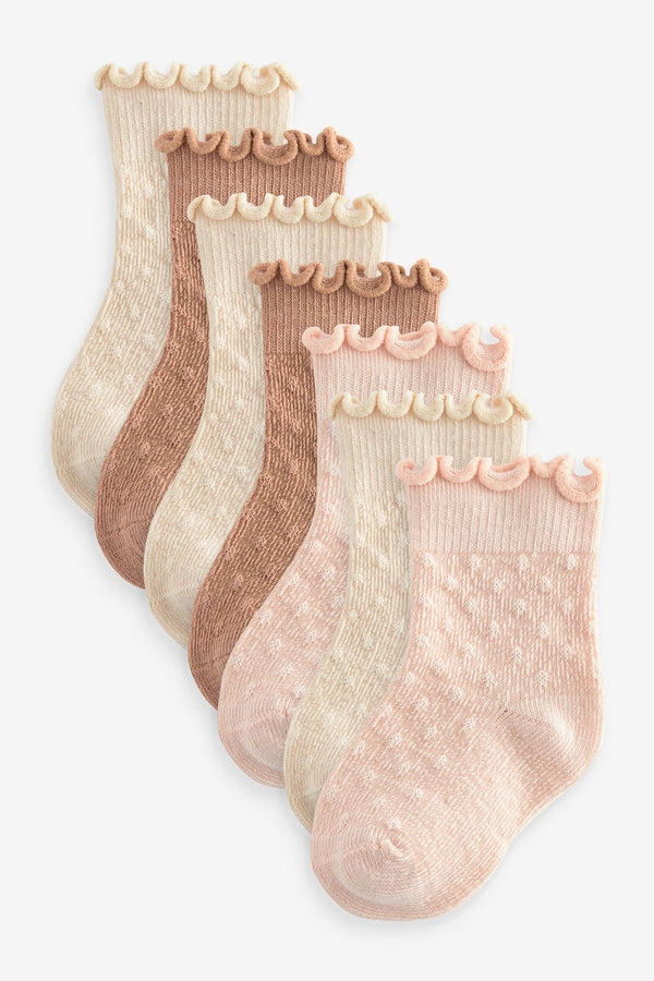 Neutral Baby Frill Top Socks 7 Pack (0mths-2yrs)