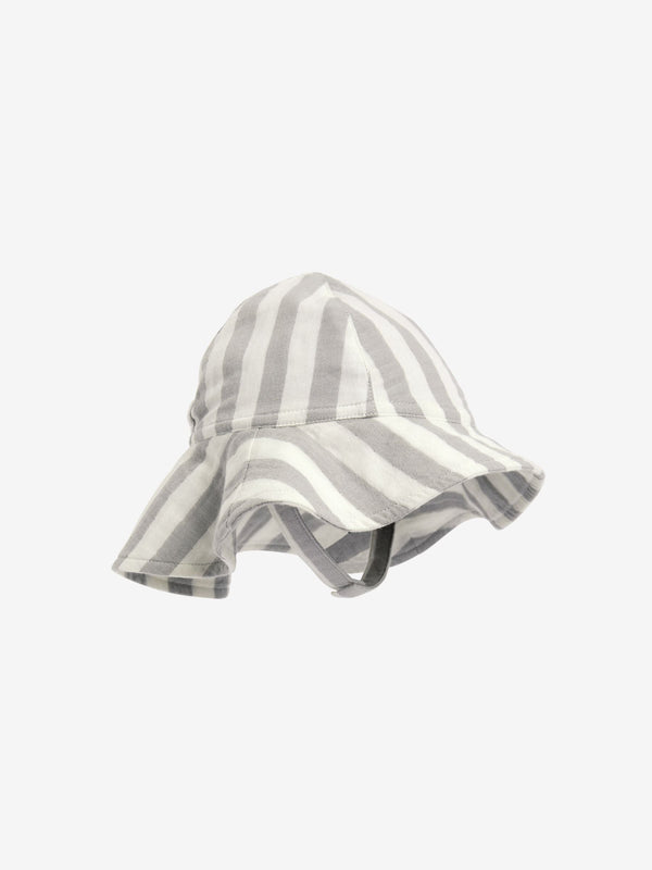 Grey Wide Brim Stripe Baby Hat