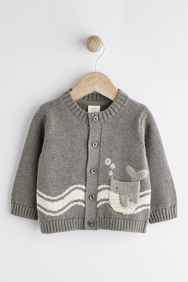 Grey Whale Baby Cardigan (0mths-2yrs)