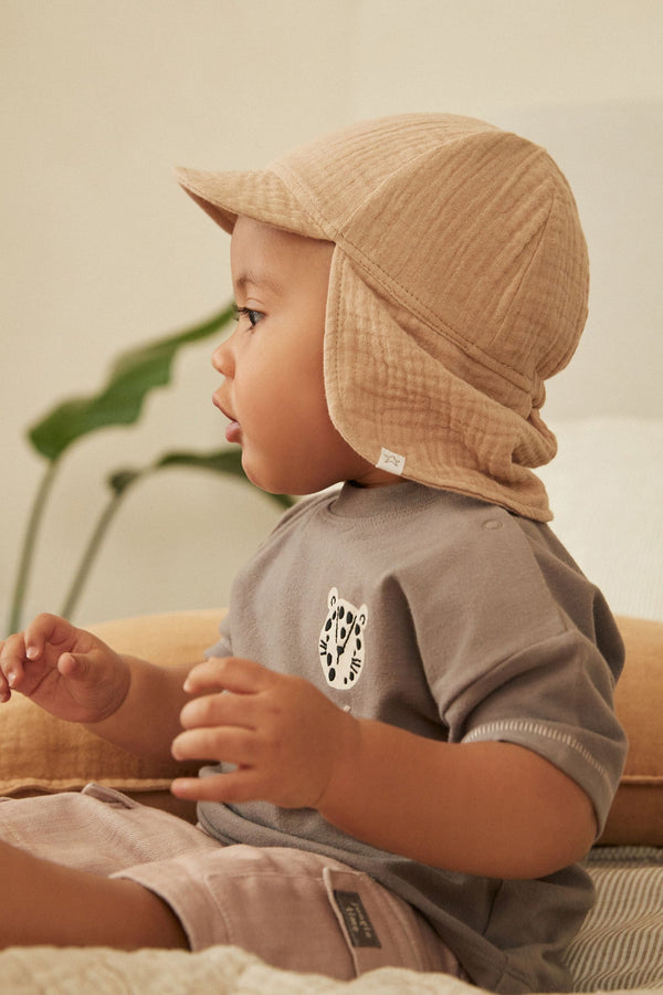 Tan Brown Crinkle Baby Legionaire Hat (0mths-2yrs)