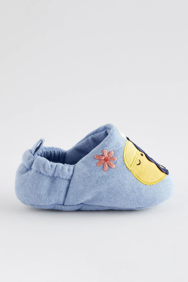 Denim Blue Character Slip-On Baby Shoes (0-24mths)