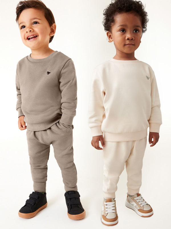 Stone/Cream Sweatshirt and Joggers 2 Pack Set (3mths-7yrs)