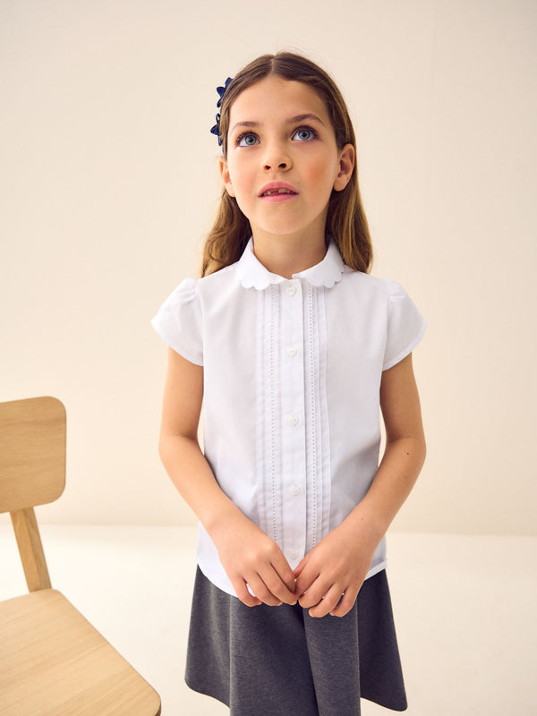 White Cotton Rich Scalloped Collar School Shirt (3-14yrs)