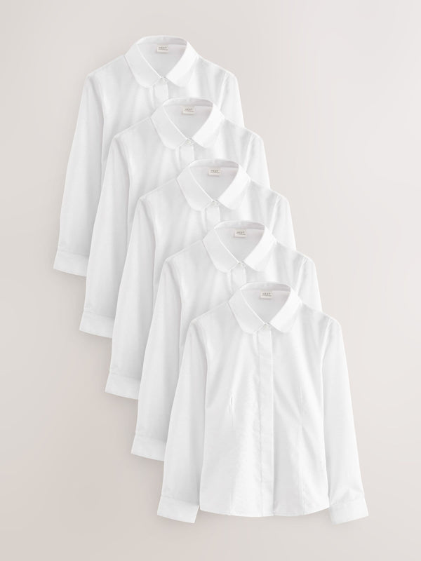White 5 Pack Long Sleeve Fitted School Shirts (3-17yrs)