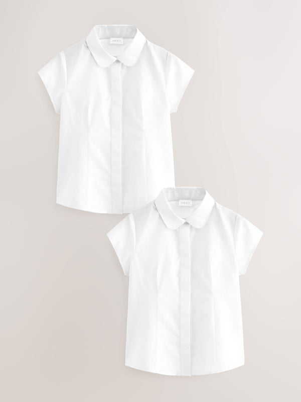 White 2 Pack Short Sleeve Fitted School Shirts (3-17yrs)