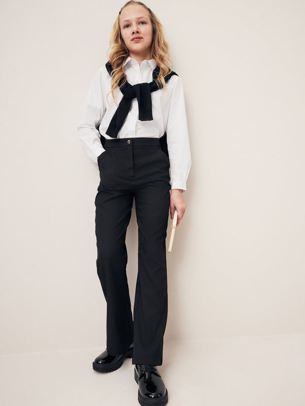 Black Senior High Waist Flared School Trousers (9-17yrs)