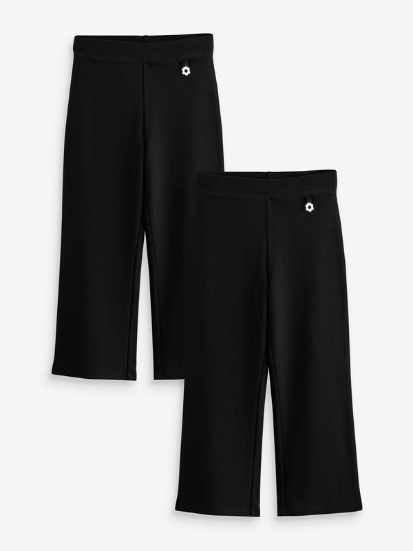 Black Pull-On Stretch Bootcut School Trousers 2 Pack (3-17yrs)