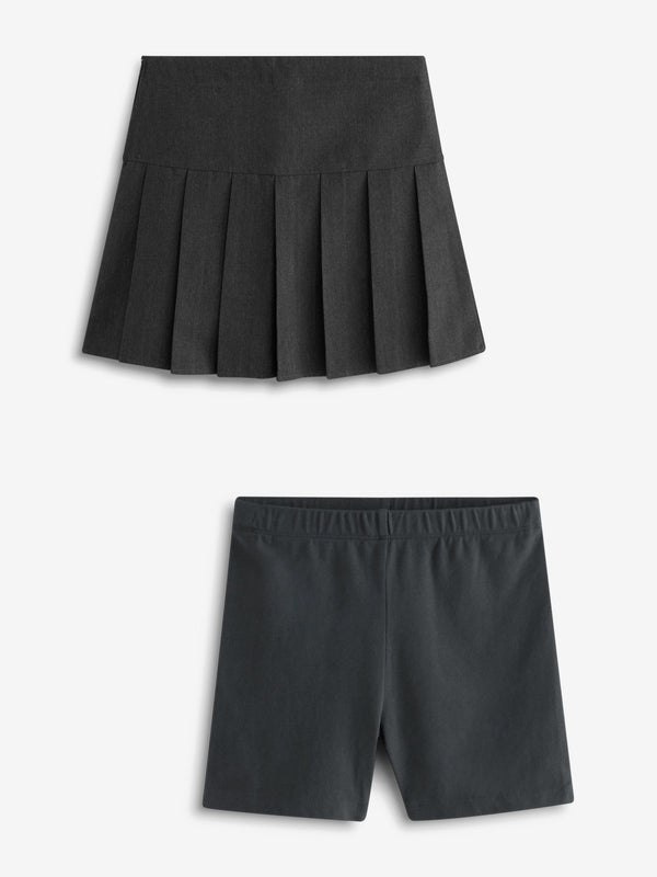 Grey Cycle Short and Pleated Skirt Set (3-17yrs)