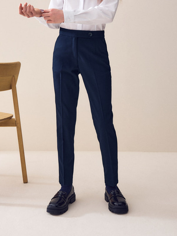 Navy Blue Plain Front School Trousers (3-18yrs)