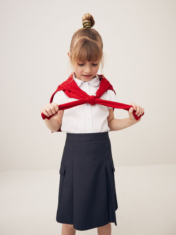 Grey Utility Pocket Pleated School Skirt (3-16yrs)