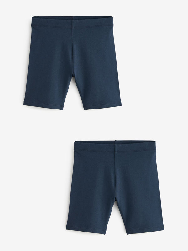 Navy Blue Longer Length 2 Pack Cotton Rich Stretch Cycle Shorts (3-16yrs)