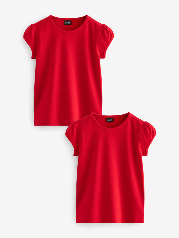 Red Puff Sleeve T-Shirts 2 Pack (3-16yrs)