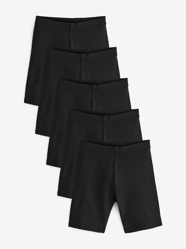 Black Longer Length 5 Pack Cotton Rich Stretch Cycle Shorts (3-16yrs)
