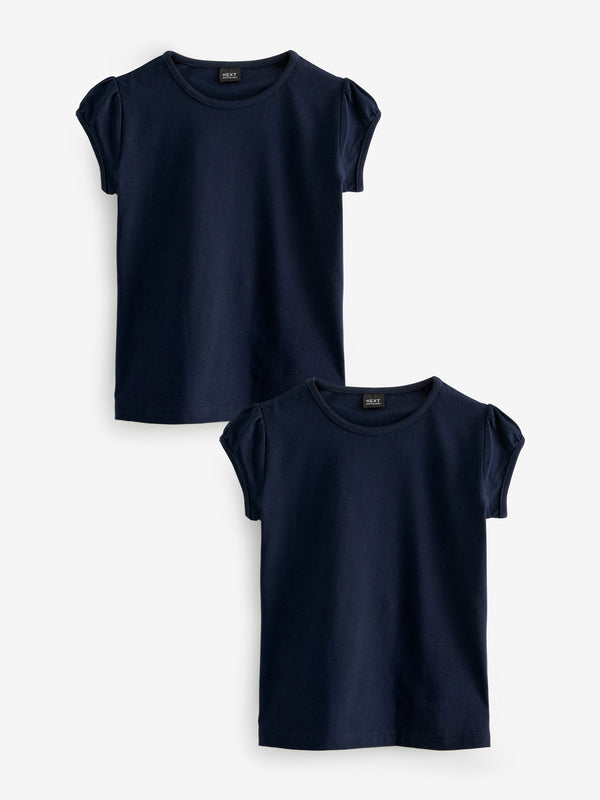 Navy Blue Puff Sleeve T-Shirts 2 Pack (3-16yrs)