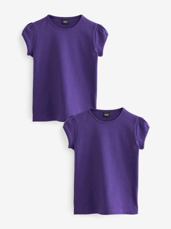 Purple Puff Sleeve T-Shirts 2 Pack (3-16yrs)