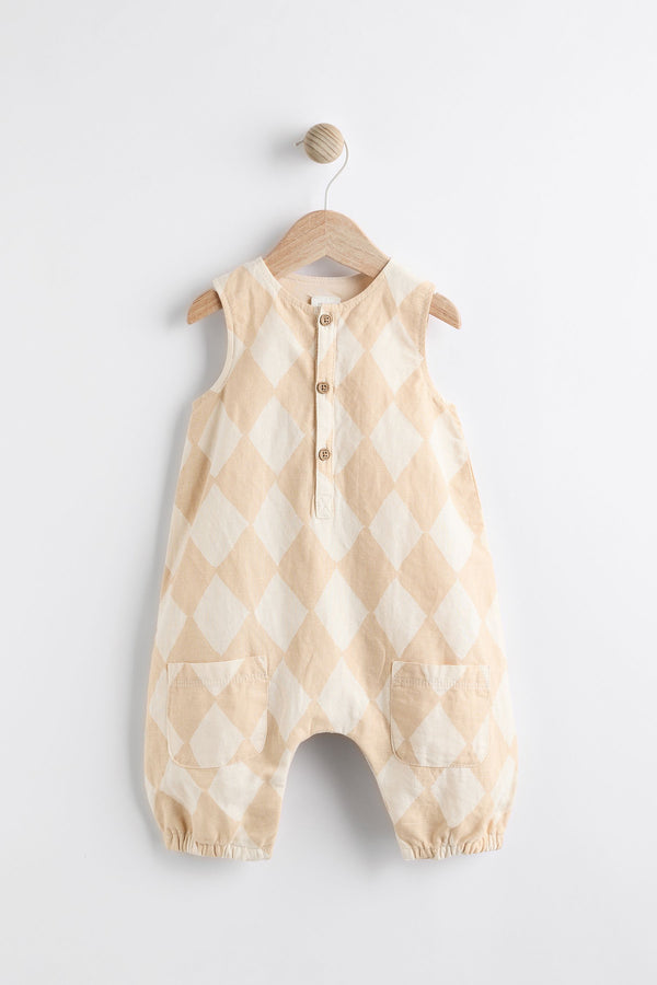 Neutral Harlequin Baby Woven Romper (0mths-2yrs)