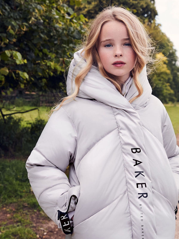 Baker by Ted Baker Shower Resistant Silver Pearl Branded Padded Coat