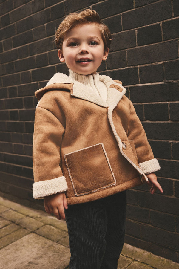 Tan Brown Shearling Coat (3mths-7yrs)