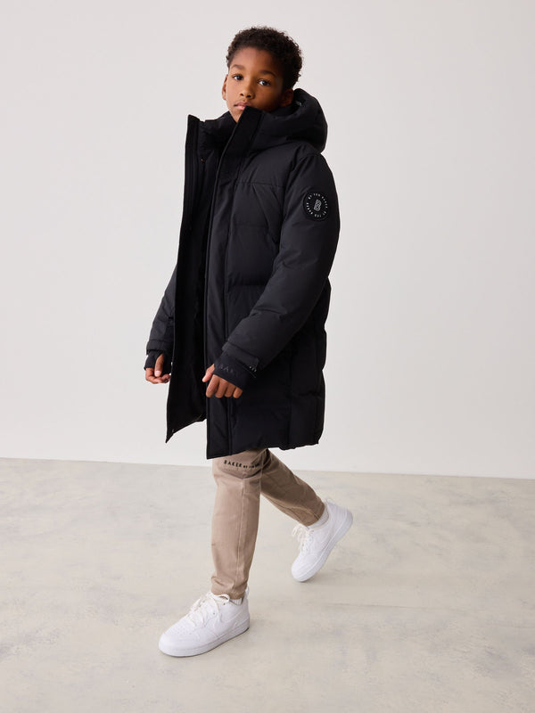 Baker by Ted Baker Shower Resistant Longline Padded Black Coat