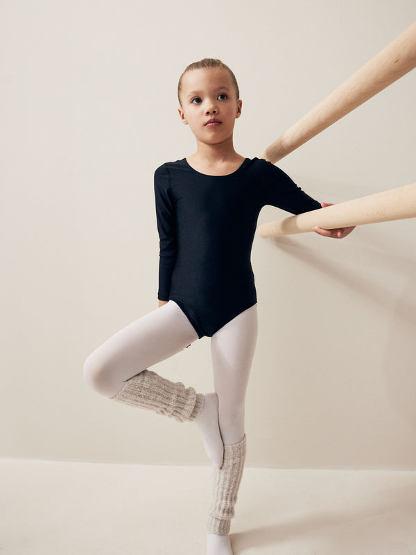 Black Stretch Long Sleeve Leotard Bodysuit (2-10yrs)