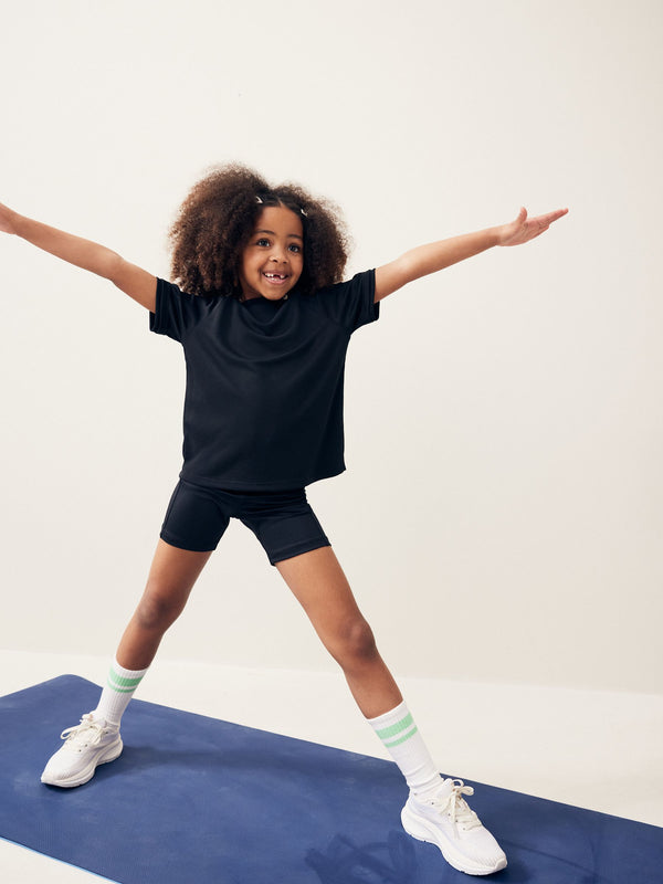 Black Sport Pull-On Shorts (3-16yrs)