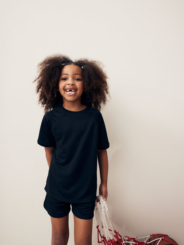 Black Sports T-Shirt (3-16yrs)