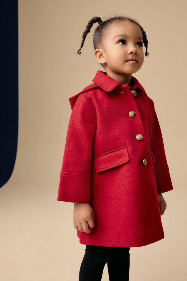 Red Double Breasted Wool Mix Coat (3mths-10yrs)