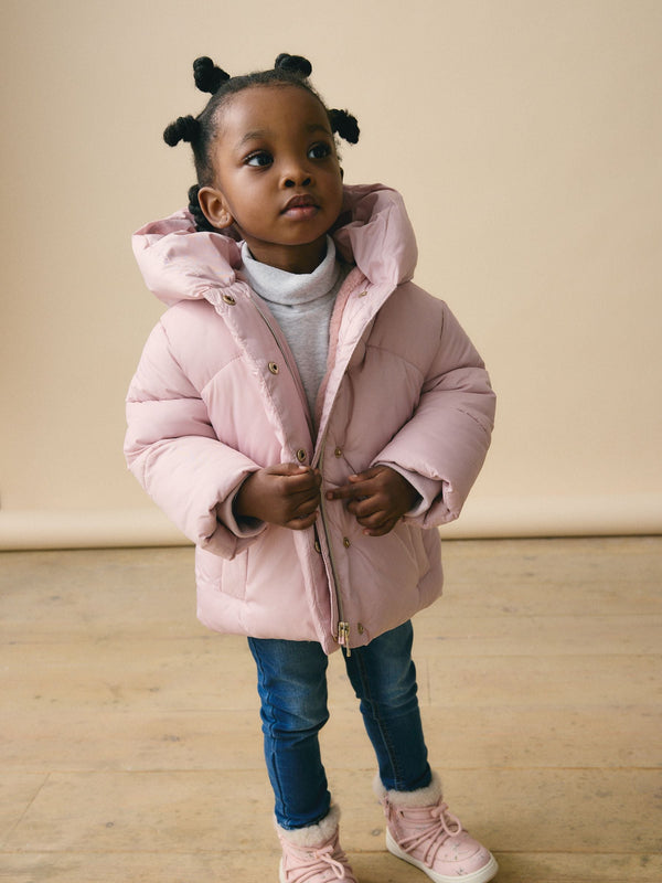 Pink Shower Resistant Faux Fur Lined Hooded Padded Coat (3mths-7yrs)