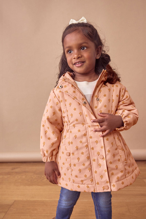 Pink Shower Resistant AOP Skirted Coat (3mths-7yrs)