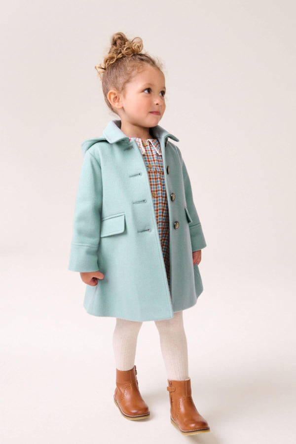 Mint Green Single Breasted Hooded Coat with Wool (3mths-7yrs)