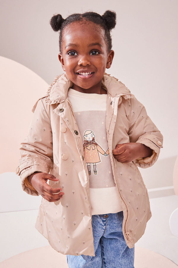 Pink Shower Resistant Frill Collar Coat (3mths-7yrs)