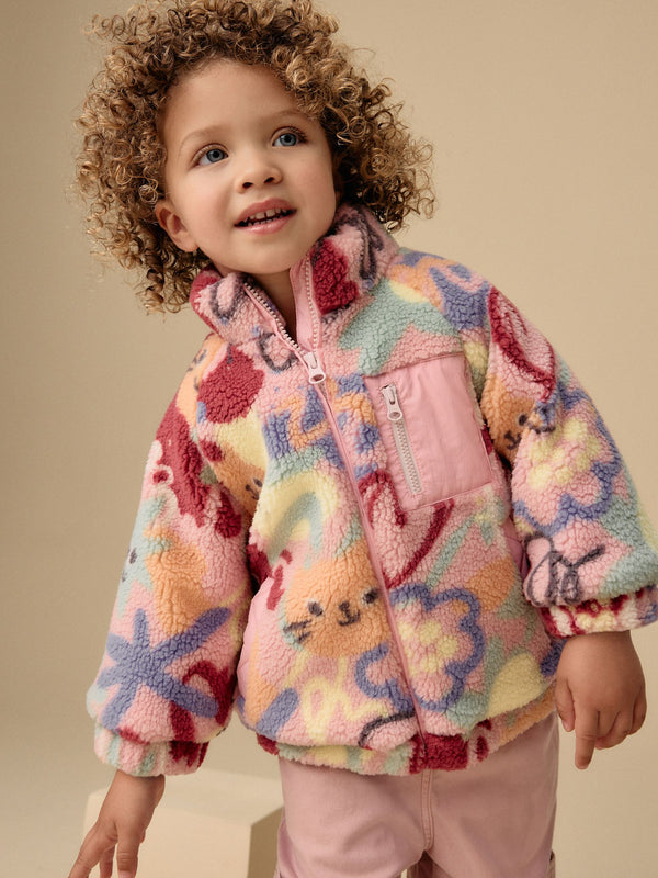 Multi Character Borg Fleece Zip Through Coat (3mths-7yrs)