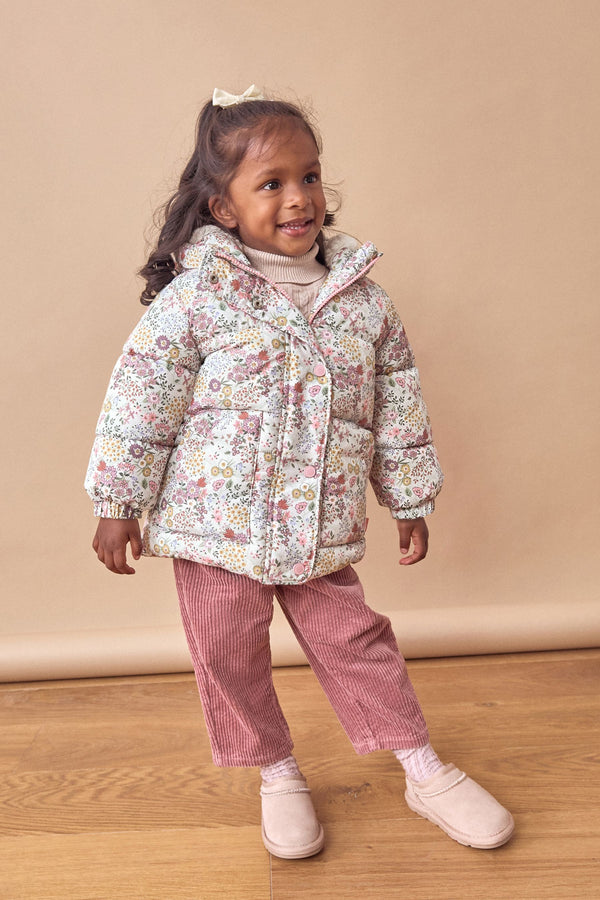 Ecru Cream Ditsy Shower Resistant Padded Coat (3mths-7yrs)