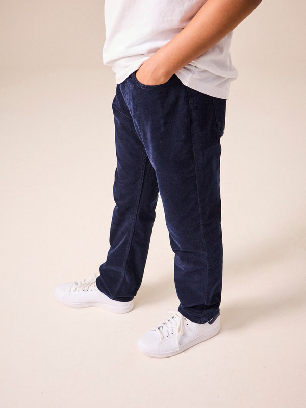 Navy Blue Regular Fit Corduroy Trousers (3-16yrs)