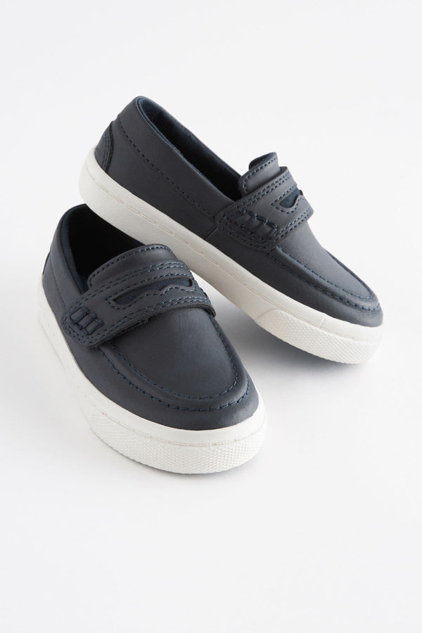 Navy Wide Fit (G) Penny Loafers