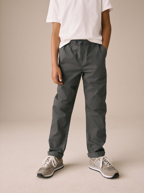 Charcoal Grey Regular Fit Rib Waist Pull-On Trousers (3-16yrs)