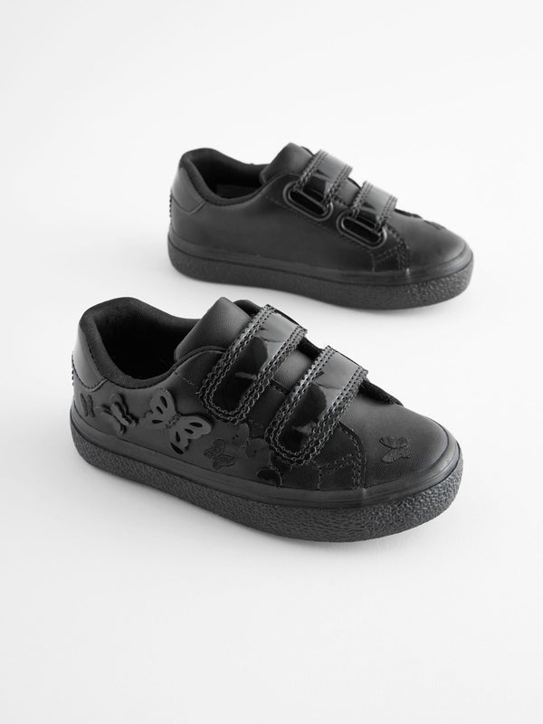 Black 2V Butterfly School Trainers