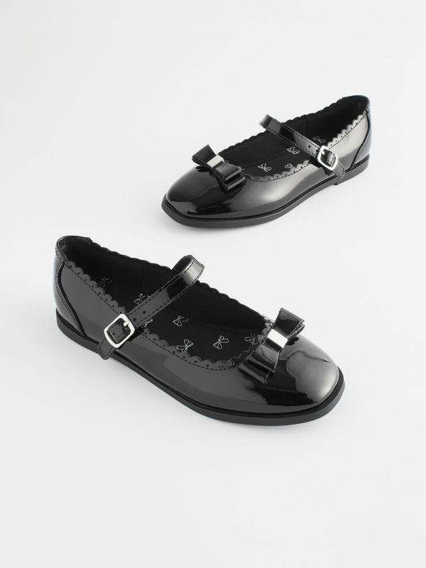 Black Patent Bow Mary Jane School Shoes