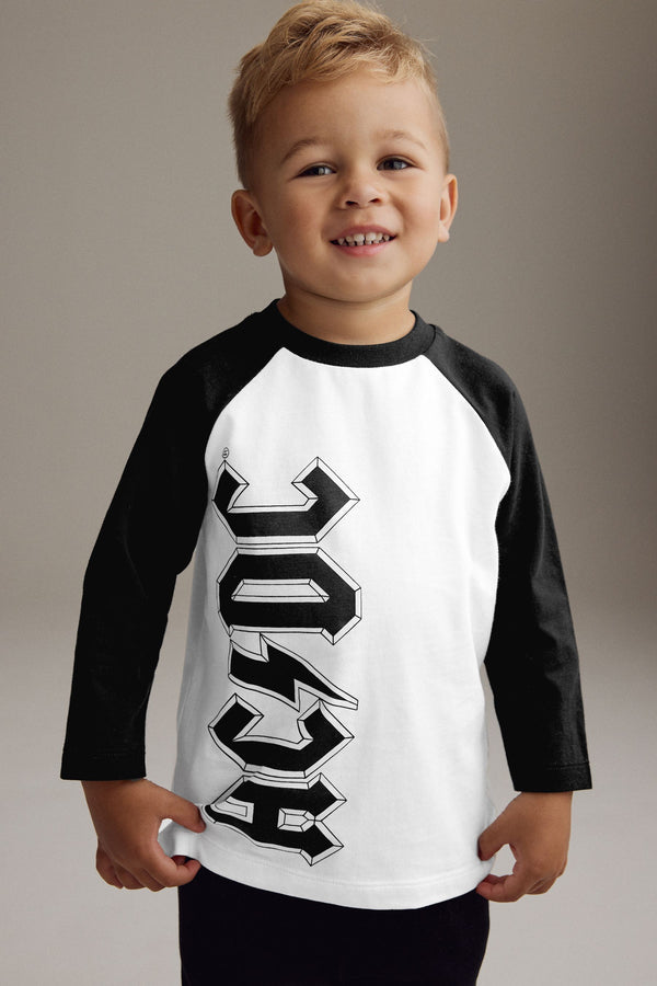 Monochrome 100% Cotton ACDC Long Sleeve T-Shirt (3mths-8yrs)