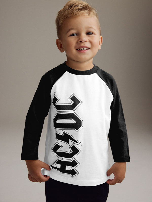 Monochrome 100% Cotton ACDC Long Sleeve T-Shirt (3mths-8yrs)