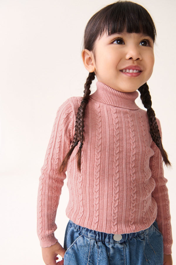 Pink Roll Neck Cardigan (3mths-10yrs)