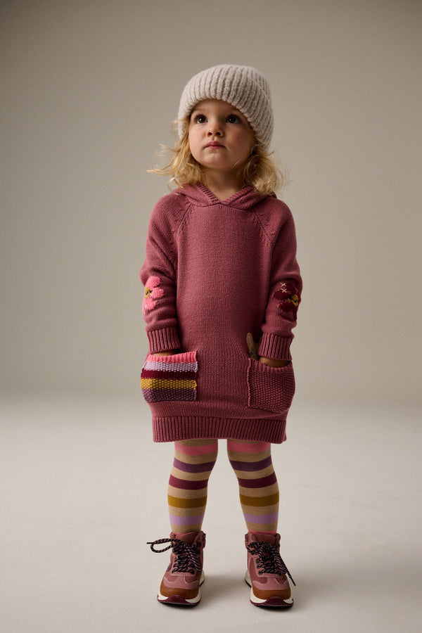 Berry Hooded Character Jumper Dress & Tights Set (3mths-7yrs)