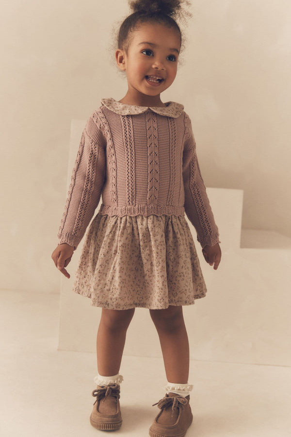 Pink Knitted Collar Dress (3mths-10yrs)